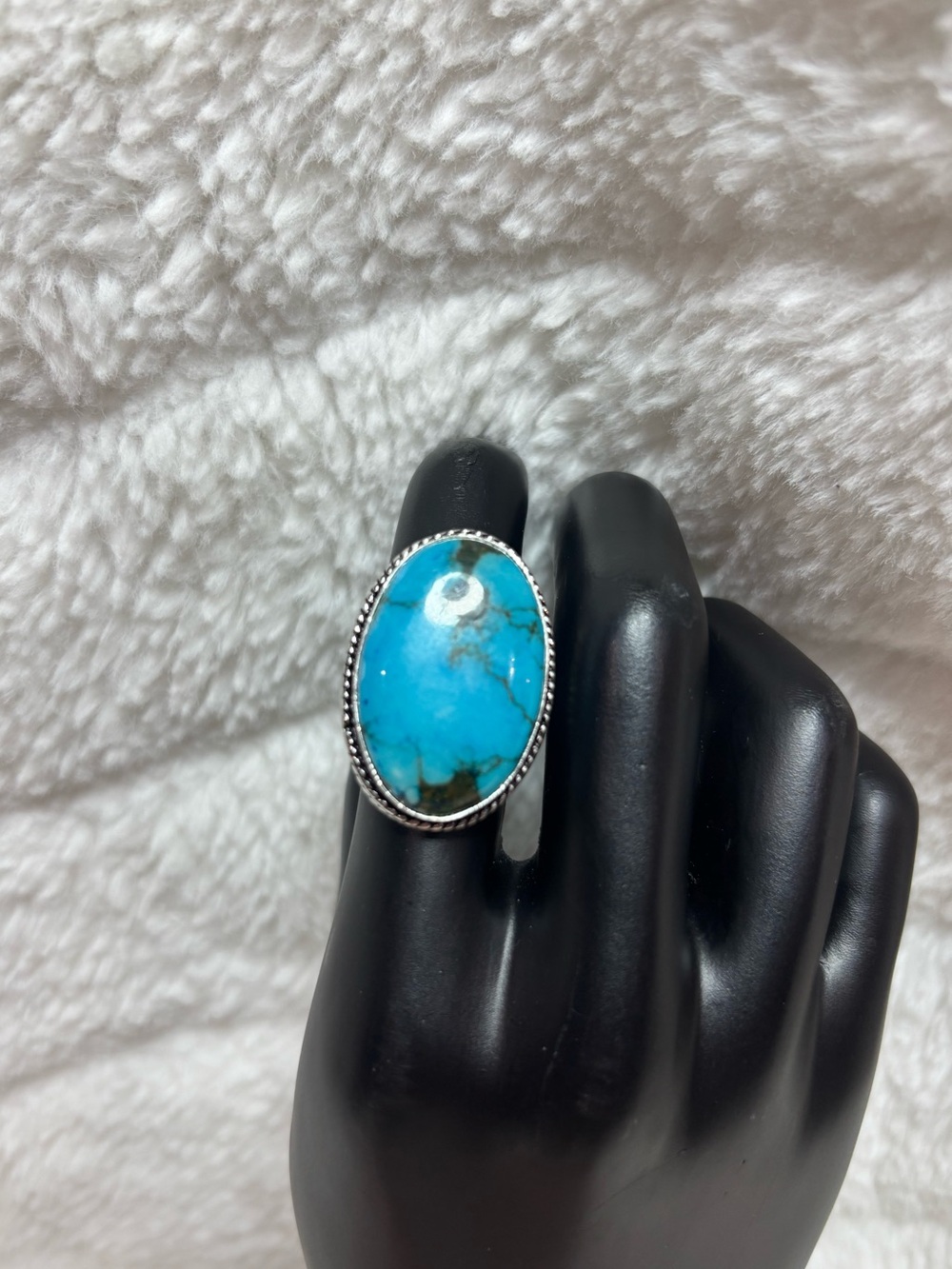 Tibetan Turquoise 925 Silver Large Southwest Ring New Size 8